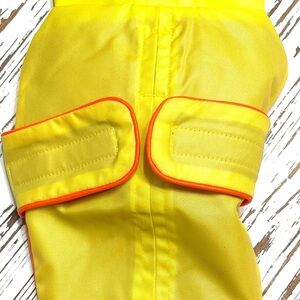Yellow Dog Raincoat with Orange Trim